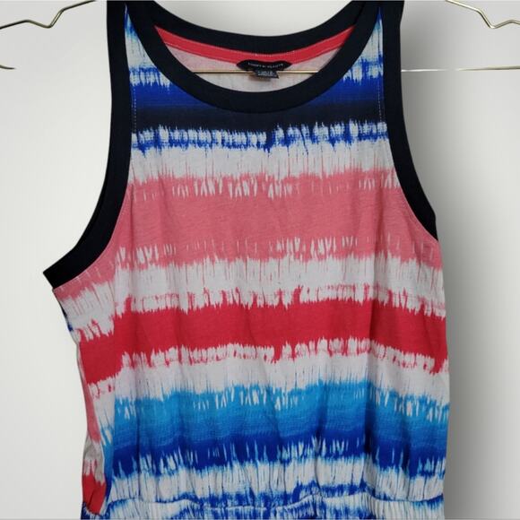 Tommy Hilfiger Dress Size Large L Striped Jersey Spell Out Nautical Summer - Picture 3 of 10
